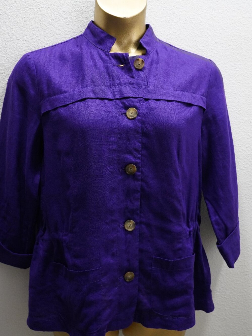Coldwater Creek Linen Tab Sleeve Jacket size 14 NWOT